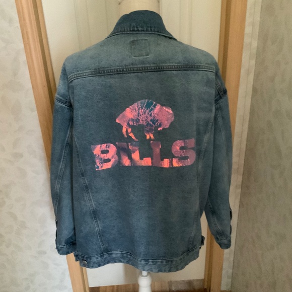 Women’s Buffalo Bills Inspired Iridescent Jean Jacket - Picture 1 of 5